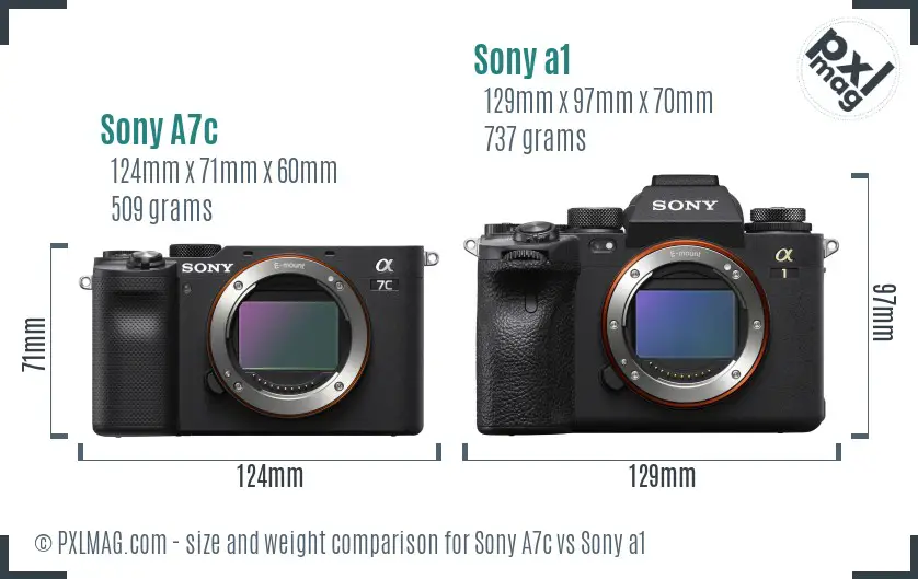 Sony A7c vs Sony a1 size comparison