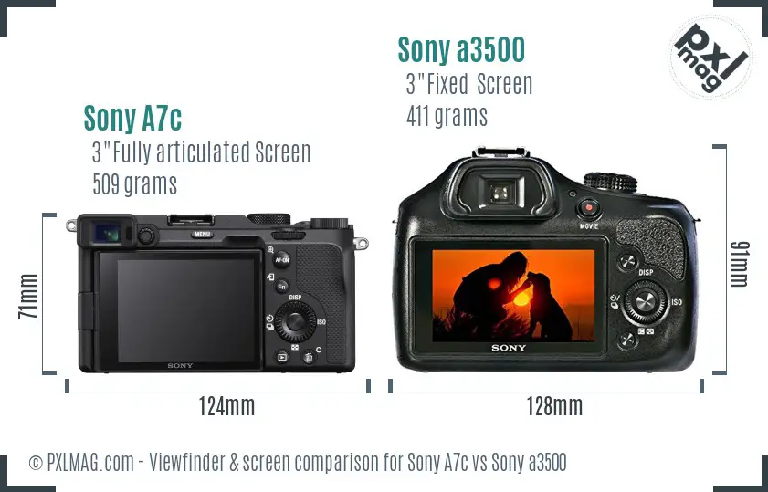 Sony A7c vs Sony a3500 Screen and Viewfinder comparison