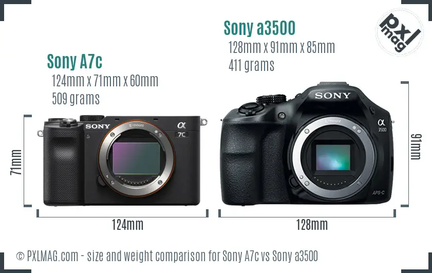 Sony A7c vs Sony a3500 size comparison