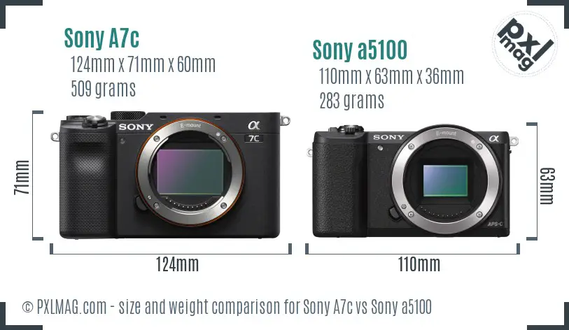 Sony A7c vs Sony a5100 size comparison Sony A7c vs Sony a5100 size comparison