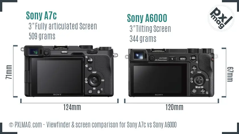 Sony A7c vs Sony A6000 Screen and Viewfinder comparison