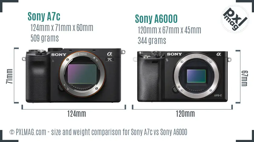 Sony A7c vs Sony A6000 size comparison