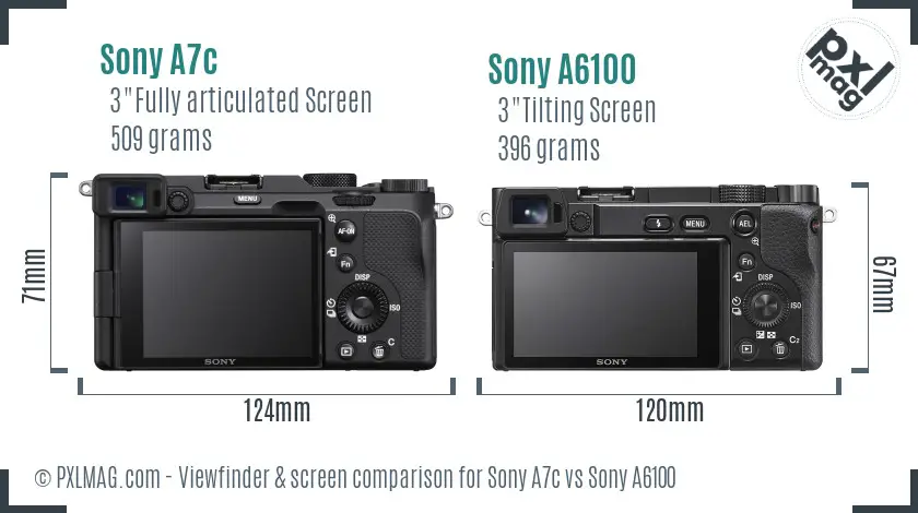 Sony A7c vs Sony A6100 Screen and Viewfinder comparison