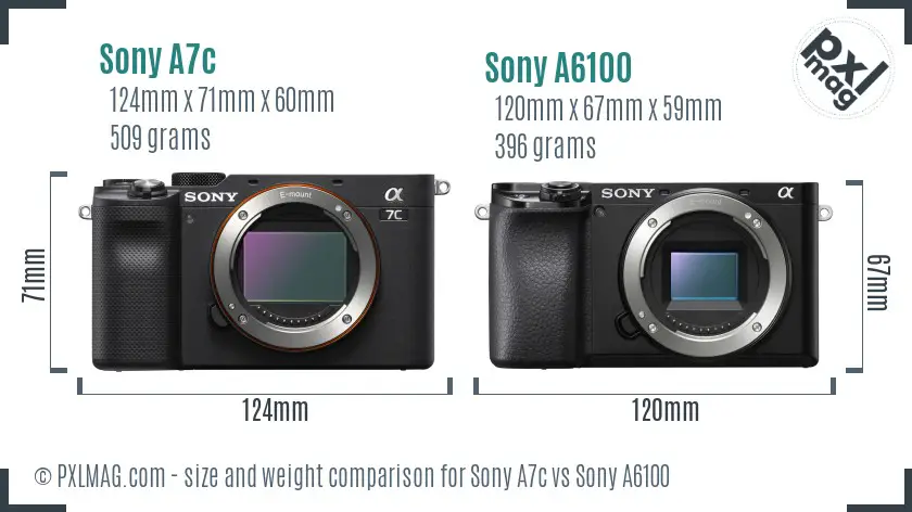 Sony A7c vs Sony A6100 size comparison