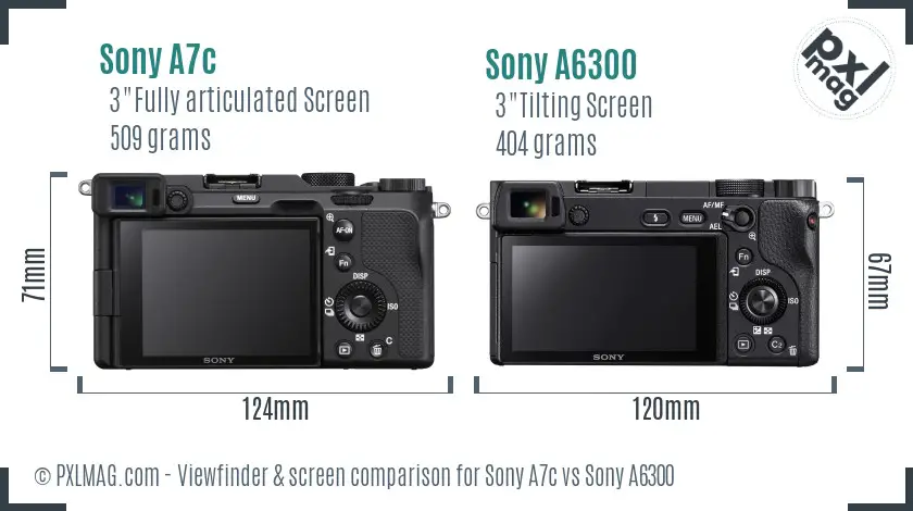 Sony A7c vs Sony A6300 Screen and Viewfinder comparison