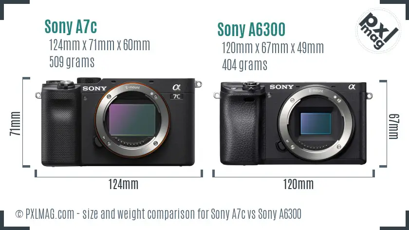 Sony A7c vs Sony A6300 size comparison
