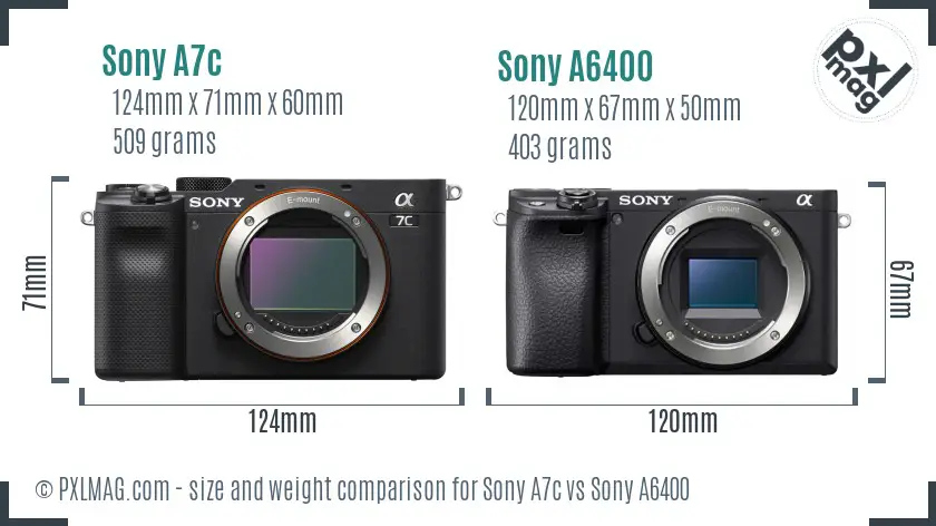 Sony A7c vs Sony A6400 size comparison