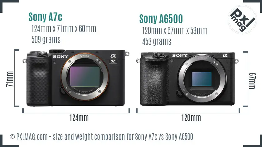 Sony A7c vs Sony A6500 size comparison
