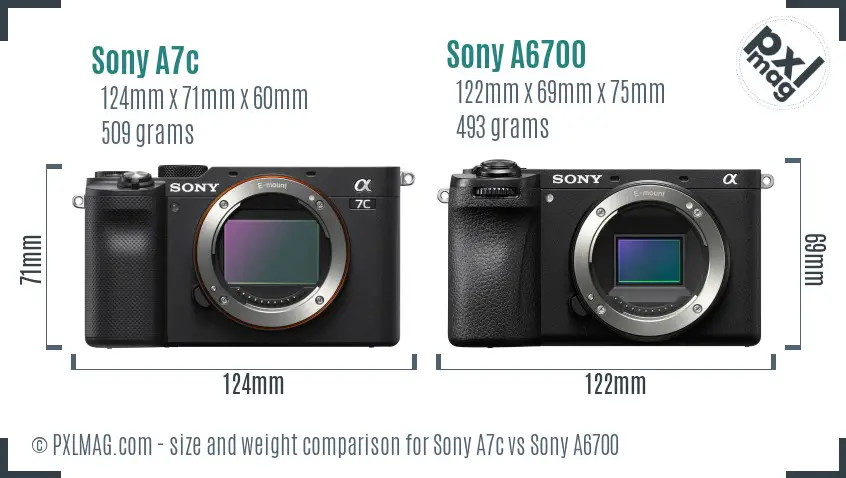 Sony A7c vs Sony A6700 size comparison