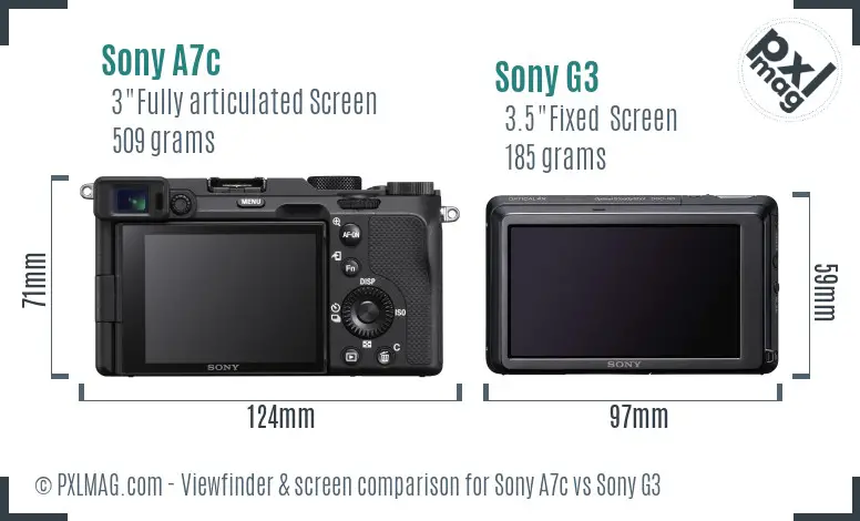 Sony A7c vs Sony G3 Screen and Viewfinder comparison