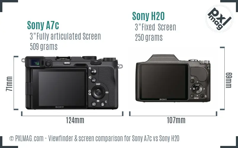 Sony A7c vs Sony H20 Screen and Viewfinder comparison