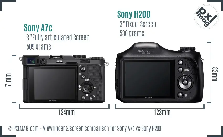 Sony A7c vs Sony H200 Screen and Viewfinder comparison