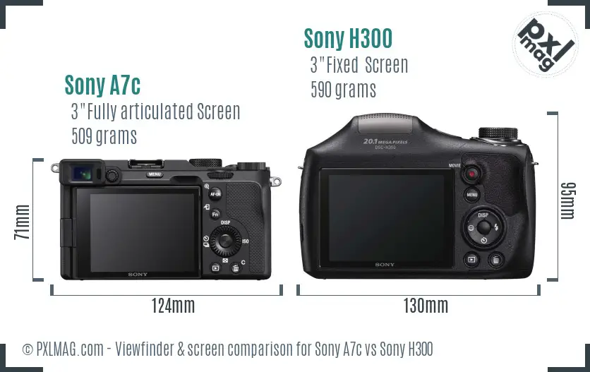 Sony A7c vs Sony H300 Screen and Viewfinder comparison