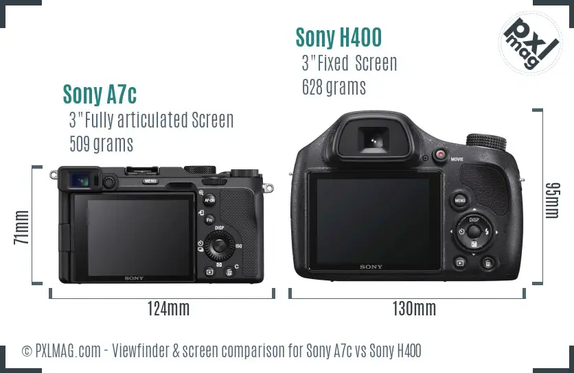 Sony A7c vs Sony H400 Screen and Viewfinder comparison