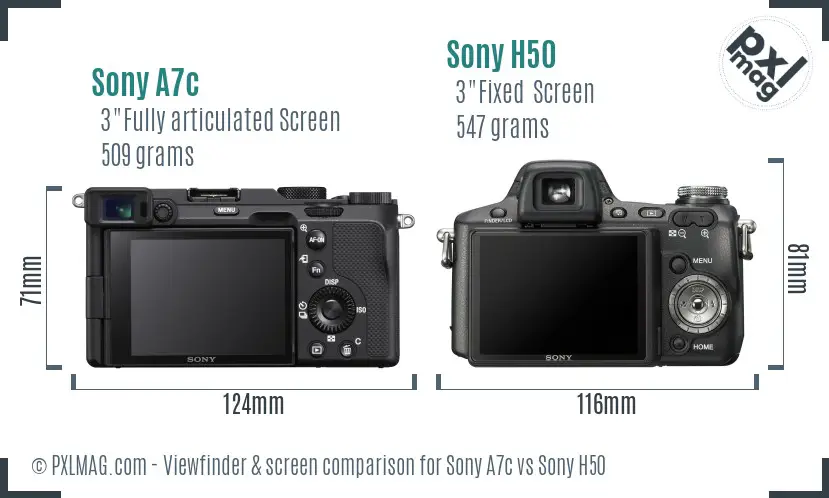 Sony A7c vs Sony H50 Screen and Viewfinder comparison