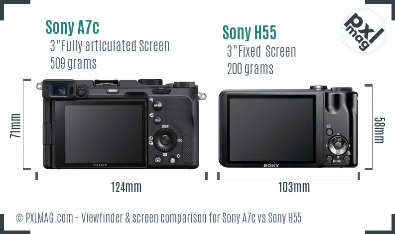 Sony A7c vs Sony H55 Screen and Viewfinder comparison
