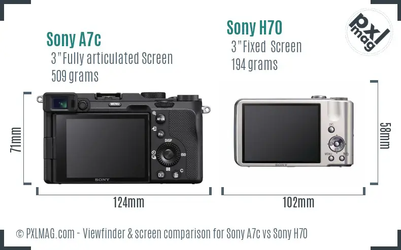 Sony A7c vs Sony H70 Screen and Viewfinder comparison