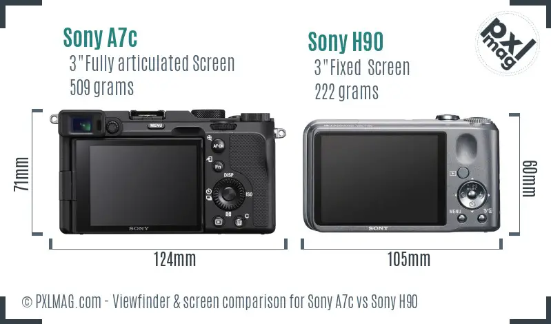 Sony A7c vs Sony H90 Screen and Viewfinder comparison