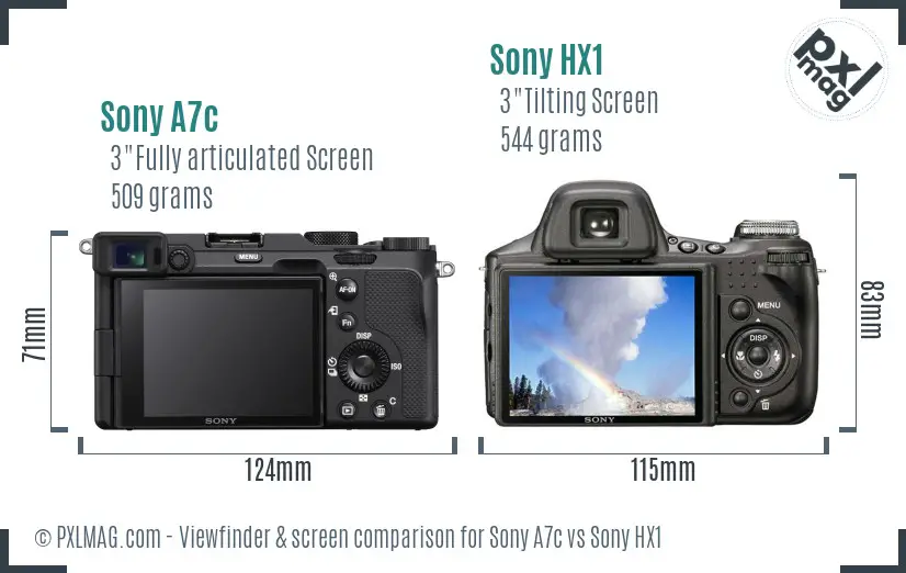 Sony A7c vs Sony HX1 Screen and Viewfinder comparison