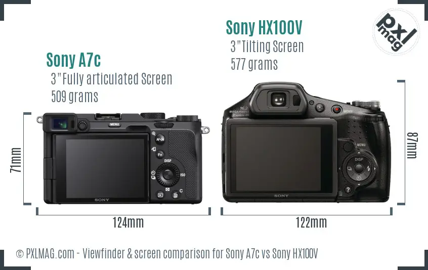 Sony A7c vs Sony HX100V Screen and Viewfinder comparison