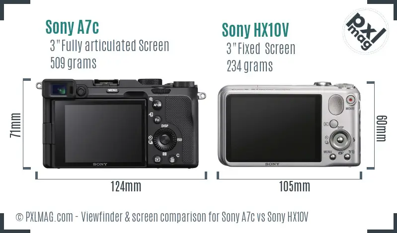 Sony A7c vs Sony HX10V Screen and Viewfinder comparison