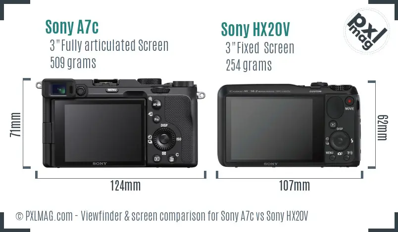 Sony A7c vs Sony HX20V Screen and Viewfinder comparison