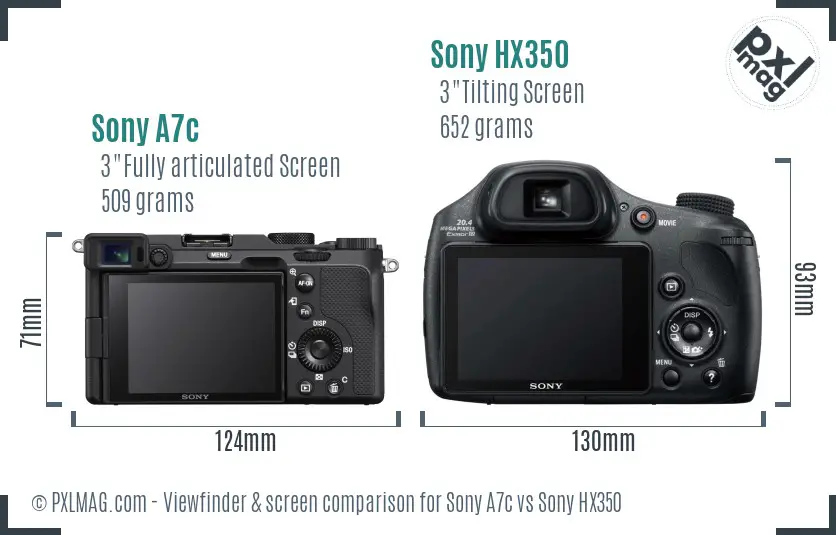 Sony A7c vs Sony HX350 Screen and Viewfinder comparison