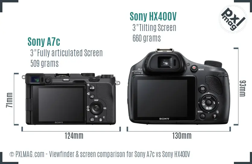 Sony A7c vs Sony HX400V Screen and Viewfinder comparison