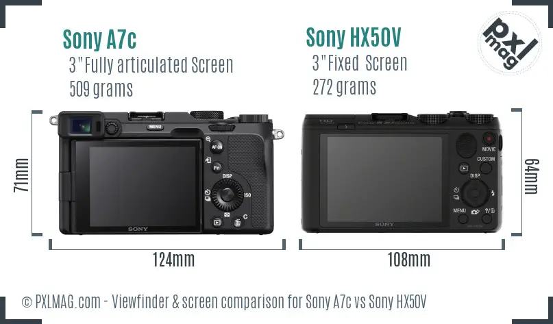 Sony A7c vs Sony HX50V Screen and Viewfinder comparison