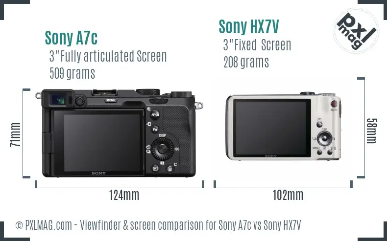 Sony A7c vs Sony HX7V Screen and Viewfinder comparison