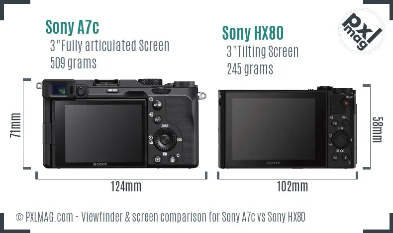 Sony A7c vs Sony HX80 Screen and Viewfinder comparison