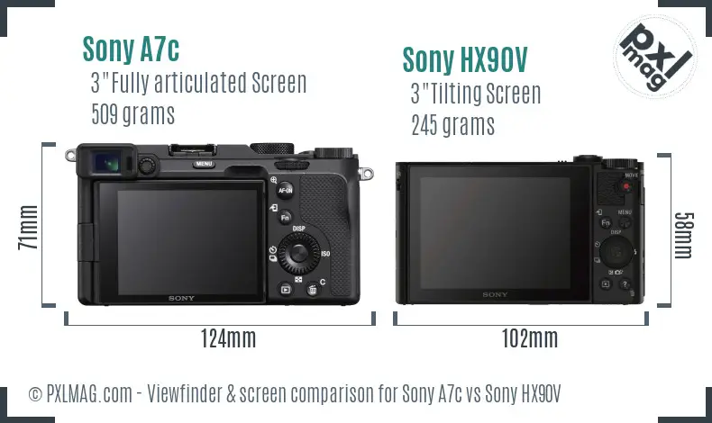 Sony A7c vs Sony HX90V Screen and Viewfinder comparison