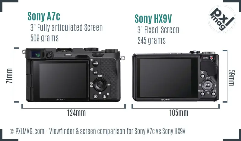 Sony A7c vs Sony HX9V Screen and Viewfinder comparison