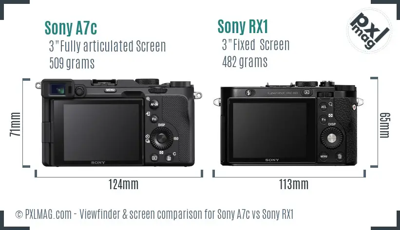 Sony A7c vs Sony RX1 Screen and Viewfinder comparison