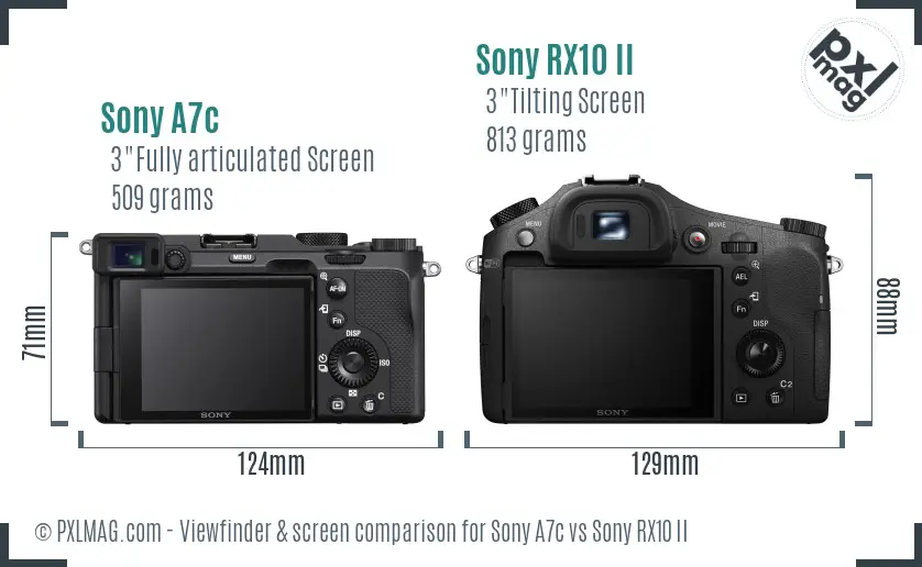 Sony A7c vs Sony RX10 II Screen and Viewfinder comparison