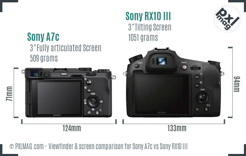 Sony A7c vs Sony RX10 III Screen and Viewfinder comparison