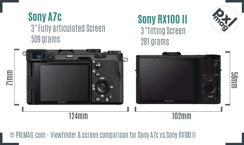 Sony A7c vs Sony RX100 II Screen and Viewfinder comparison