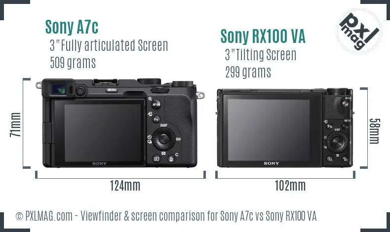 Sony A7c vs Sony RX100 VA Screen and Viewfinder comparison