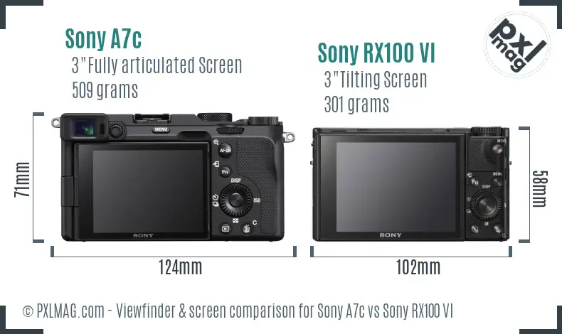 Sony A7c vs Sony RX100 VI Screen and Viewfinder comparison