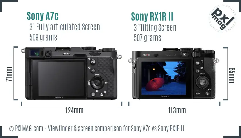 Sony A7c vs Sony RX1R II Screen and Viewfinder comparison