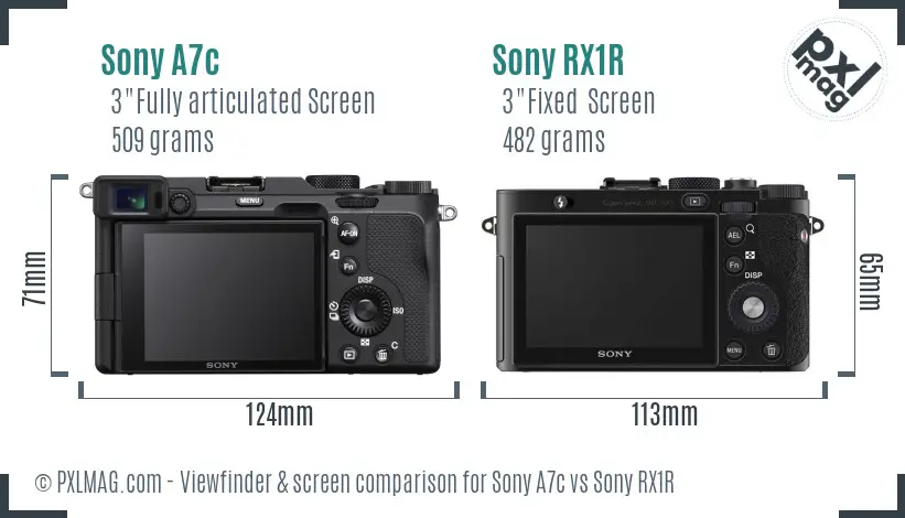 Sony A7c vs Sony RX1R Screen and Viewfinder comparison