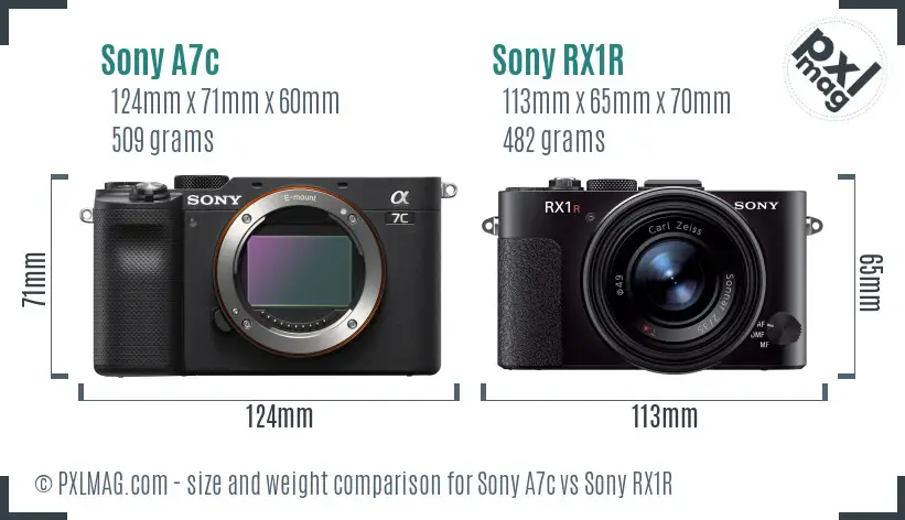 Sony A7c vs Sony RX1R size comparison