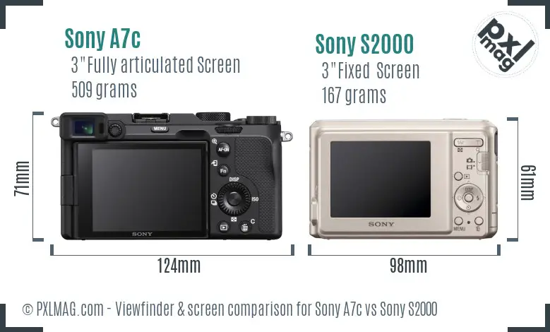Sony A7c vs Sony S2000 Screen and Viewfinder comparison