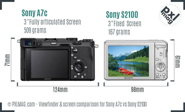 Sony A7c vs Sony S2100 Screen and Viewfinder comparison