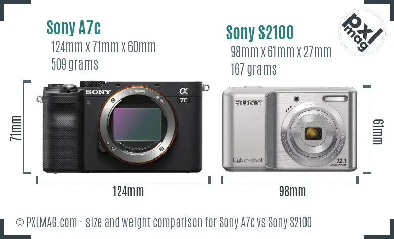 Sony A7c vs Sony S2100 size comparison