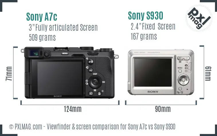 Sony A7c vs Sony S930 Screen and Viewfinder comparison