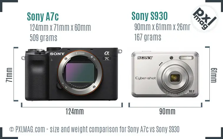 Sony A7c vs Sony S930 size comparison