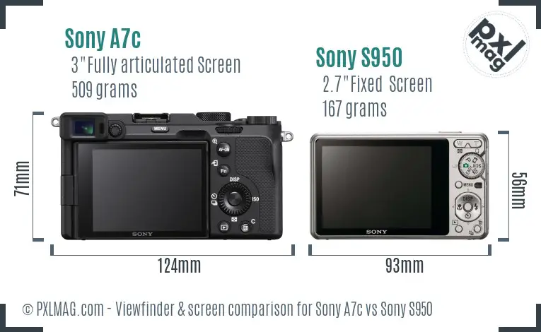 Sony A7c vs Sony S950 Screen and Viewfinder comparison