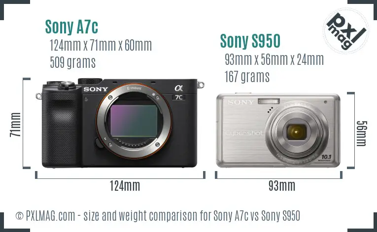 Sony A7c vs Sony S950 size comparison
