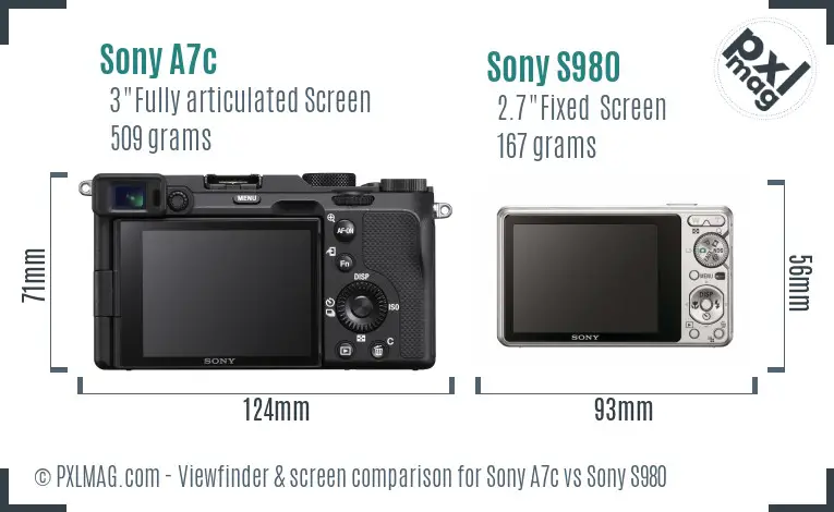 Sony A7c vs Sony S980 Screen and Viewfinder comparison